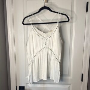 POL White Sleeveless Camisole with Cut Out Details